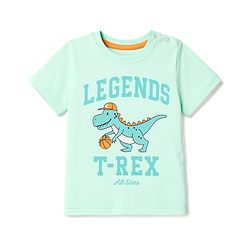 Babyhug 100% Cotton Knit Half Sleeves T-Shirt with Dino Graphics - Sea Green