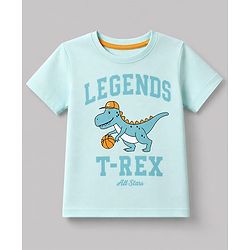 Babyhug 100% Cotton Knit Half Sleeves T-Shirt with Dino Graphics - Sea Green