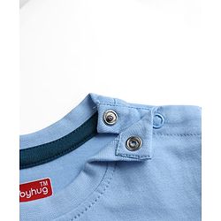Babyhug Cotton Knit Half Sleeves T-Shirt with Lion & Tractor Print - Sky Blue