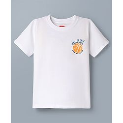 Babyhug 100% Cotton Knit Half Sleeves T-Shirts with Ball Print In Front & Back - White
