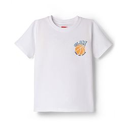 Babyhug 100% Cotton Knit Half Sleeves T-Shirts with Ball Print In Front & Back - White