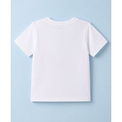 Babyhug 100% Cotton Knit Half Sleeves T-Shirts with Beach Theme Print - White