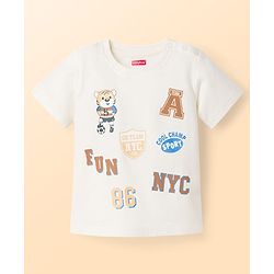 Babyhug Cotton Knit T-Shirt with All Over Print Half Sleeves Multi Color 6-9 Months