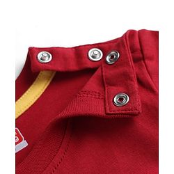 Babyhug 100% Cotton Knit Half Sleeves Tiger & Text Printed T-Shirt - Red