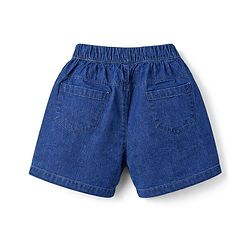 Babyhug Denim Sleeveless Floral Embroidered Top & Shorts Set - Navy Blue