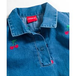Babyhug Sleeveless Top & Shorts Set With Cherry Embroidery - Blue
