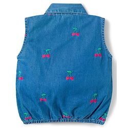 Babyhug Sleeveless Top & Shorts Set With Cherry Embroidery - Blue