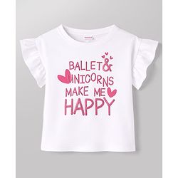 Babyhug Single Jersey Knit Half Sleeves Top & Shorts Set With Text Print - White & Pink