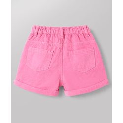 Babyhug Single Jersey Knit Half Sleeves Top & Shorts Set With Text Print - White & Pink