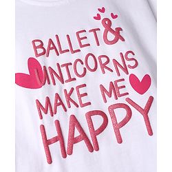 Babyhug Single Jersey Knit Half Sleeves Top & Shorts Set With Text Print - White & Pink