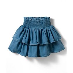 Babyhug Single Jersey Knit Half Sleeves Floral Printed T-Shirt & Skirt Set - White & Blue
