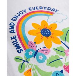 Babyhug Single Jersey Knit Half Sleeves Floral Printed T-Shirt & Skirt Set - White & Blue