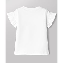 Babyhug Single Jersey Knit Half Sleeves Beach Theme Printed T-Shirt & Denim Skirts Set - White & Light Blue