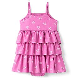 Babyhug Water Repellent Sleeveless Frock Swimsuit With Floral Print - Pink