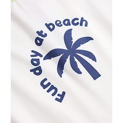 Babyhug Water Repellent Full Sleeve Two Piece Swimsuit With Beach Theme - White