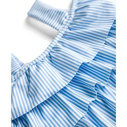 Babyhug Water Repellant Sleeveless Striped Two Piece Swimsuit - Light Blue