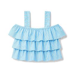 Babyhug Water Repellant Sleeveless Striped Two Piece Swimsuit - Light Blue