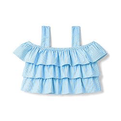 Babyhug Water Repellant Sleeveless Striped Two Piece Swimsuit - Light Blue