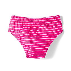 Babyhug Water Repellent Sleeveless Striped Two Piece Swimsuit With Bow Applique - Pink