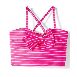 Babyhug Water Repellent Sleeveless Striped Two Piece Swimsuit With Bow Applique - Pink