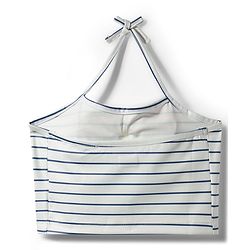 Babyhug Water Repellent Sleeveless Striped Two Piece Swimsuit with Bow Applique - Navy Blue