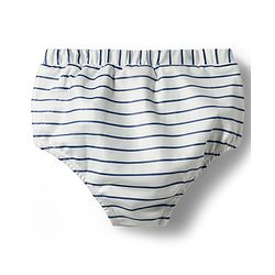 Babyhug Water Repellent Sleeveless Striped Two Piece Swimsuit with Bow Applique - Navy Blue