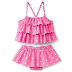 Babyhug Water Repellant Sleeveless Two Piece Swimsuit With Polka Dots Print - Pink