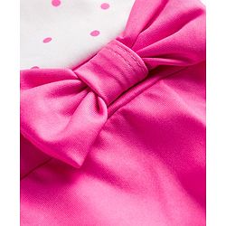 Babyhug Water Repellant V Cut Swimsuit With Polka Dots Print & Bow Print - White & Pink