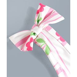 Babyhug Water Repellant V Cut Swimsuit With Floral Print & Bow Applique - Pink
