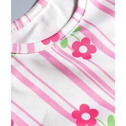 Babyhug Water Repellant V Cut Swimsuit With Floral Print & Bow Applique - Pink