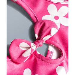Babyhug Water Repellant V Cut Swimsuit With Floral Print - Pink