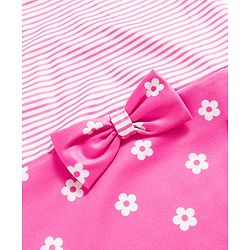 Babyhug Water Repellent V Cut Swimsuit With Floral Print & Bow Applique - Pink
