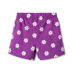Babyhug Cotton Knit Half Sleeves Shorts & T-Shirt Night Suit Floral Print - Purple