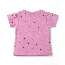 Babyhug Cotton Knit Half Sleeves T-Shirt & Shorts Night Suit with Floral Print - Pink