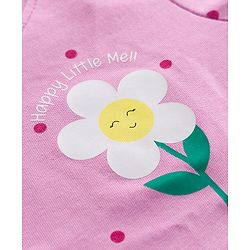 Babyhug Cotton Knit Half Sleeves T-Shirt & Shorts Night Suit with Floral Print - Pink