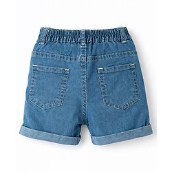 Babyhug Denim Mid Thigh  Solid Washed Shorts - Blue