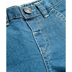 Babyhug Denim Mid Thigh  Solid Washed Shorts - Blue