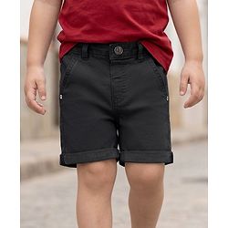 Babyhug Denim Mid Thigh  Solid Washed Shorts - Blue