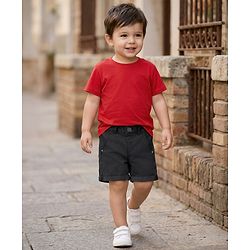 Babyhug Denim Mid Thigh  Solid Washed Shorts - Blue