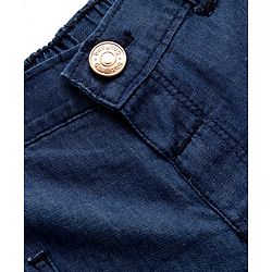Babyhug Mid Thigh Length Solid Color Denim Shorts - Navy Blue