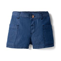 Babyhug Mid Thigh Length Solid Color Denim Shorts - Navy Blue