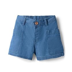 Babyhug Mid Thigh Length Solid Color Denim Shorts - Navy Blue