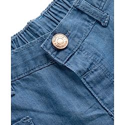 Babyhug Mid Thigh Length Solid Color Denim Shorts - Navy Blue