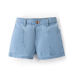 Babyhug Mid Thigh Length Solid Color Denim Shorts - Navy Blue
