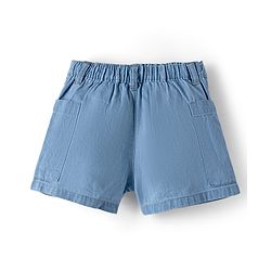 Babyhug Mid Thigh Length Solid Color Denim Shorts - Navy Blue