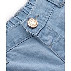 Babyhug Mid Thigh Length Solid Color Denim Shorts - Navy Blue