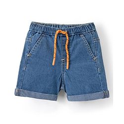 Babyhug Mid Thigh Length Solid Color Denim Shorts - Blue