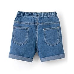 Babyhug Mid Thigh Length Solid Color Denim Shorts - Blue
