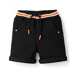 Babyhug Denim Washed Mid Thigh Length Solid Shorts With Stretch - Black