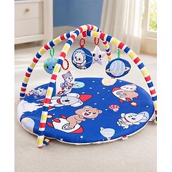 Babyhug Animal in Space Theme Play Gym with Hanging Toys Soft Activity Play Mat for Babies Detachable Rattling Toys Portable & Foldable| Motor Skill Development Ideal for Gifting BIS Certified - Blue